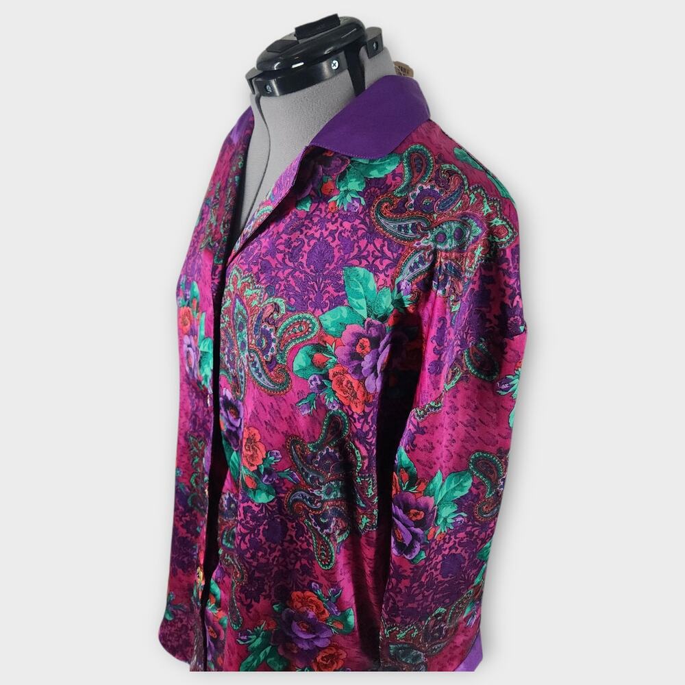 Victoria's Secret Nightgown Women's M/L Floral Satin Sleep Shirt Gold Label VTG - Picture 2 of 9